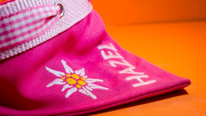 Preview: 2 in 1: Halstuch und Halsband Alpenliebe mit Bestickung