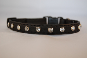 Kunstlederhalsband mit Swarovski
