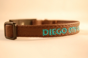 Katzenhalsband Nappaleder mit Bestickung