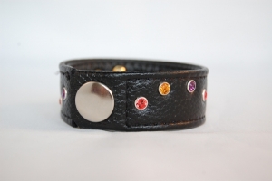 Preview: Lederarmaband mit Swarovski-Steinen