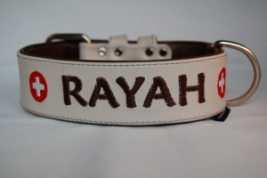 Lederhalsband bestickt