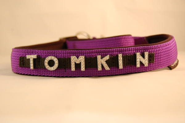 Zugstop Halsband mit Strassbuchstaben