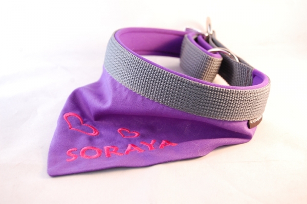 2 in 1: Halstuch und Zugstophalsband mit Bestickung