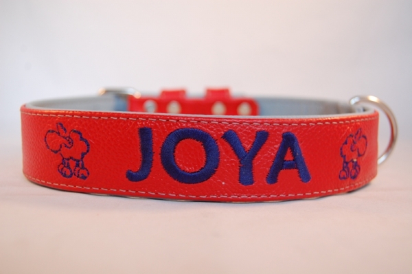 Lederhalsband bestickt