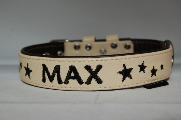 Lederhalsband bestickt